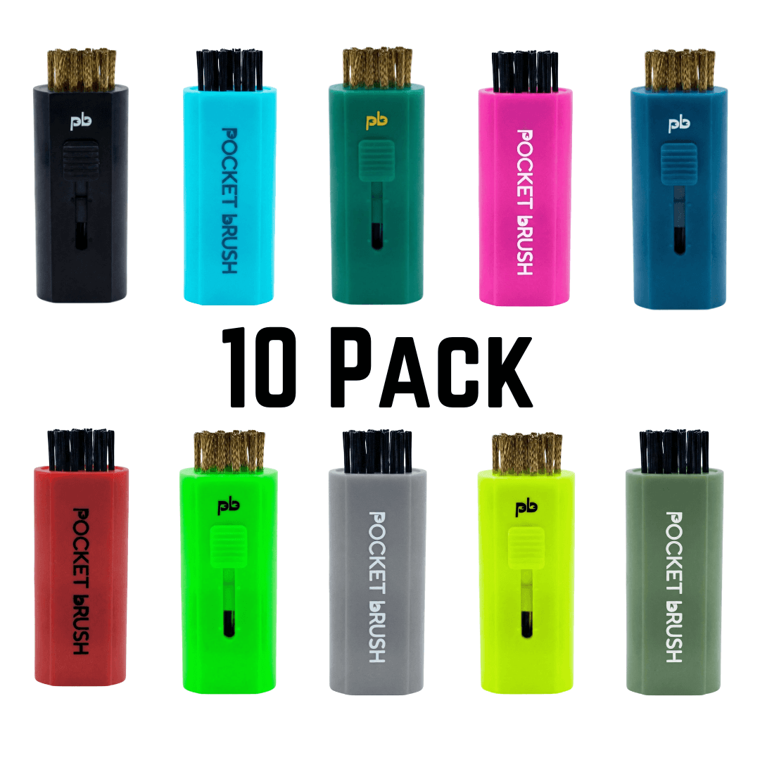 Pocket Brush 2.0 (Pre-Order) | 10 Pack | Retractable Golf Club Cleaning Brush and Groove Cleaner