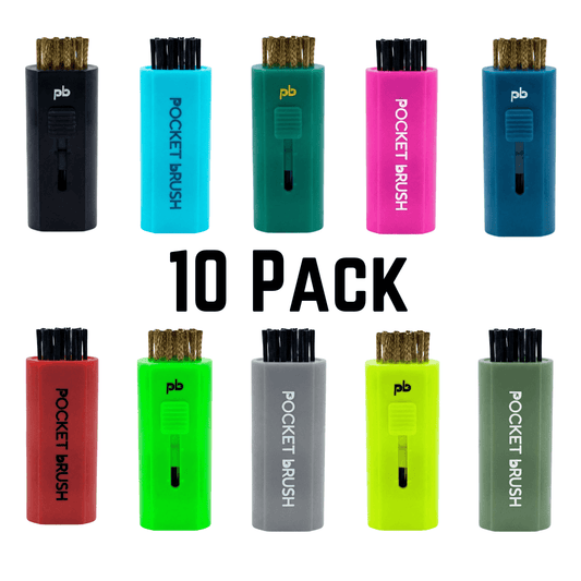 Pocket Brush 2.0 (Pre-Order) | 10 Pack | Retractable Golf Club Cleaning Brush and Groove Cleaner