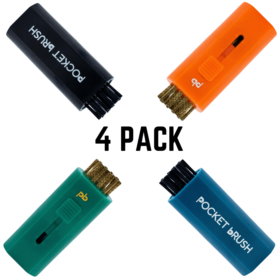 Pocket Brush 2.0 (Pre-Order) | 4 Pack | Retractable Golf Club Cleaning Brush and Groove Cleaner