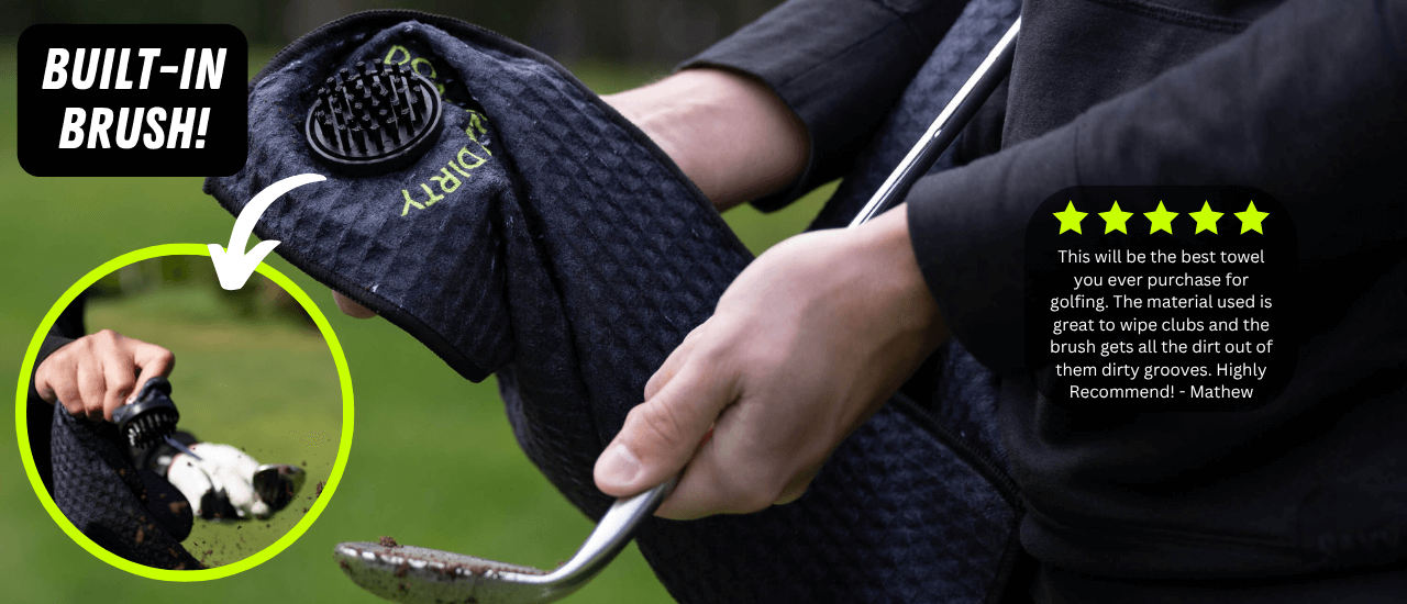All-in-one golf brush towel for clean clubs