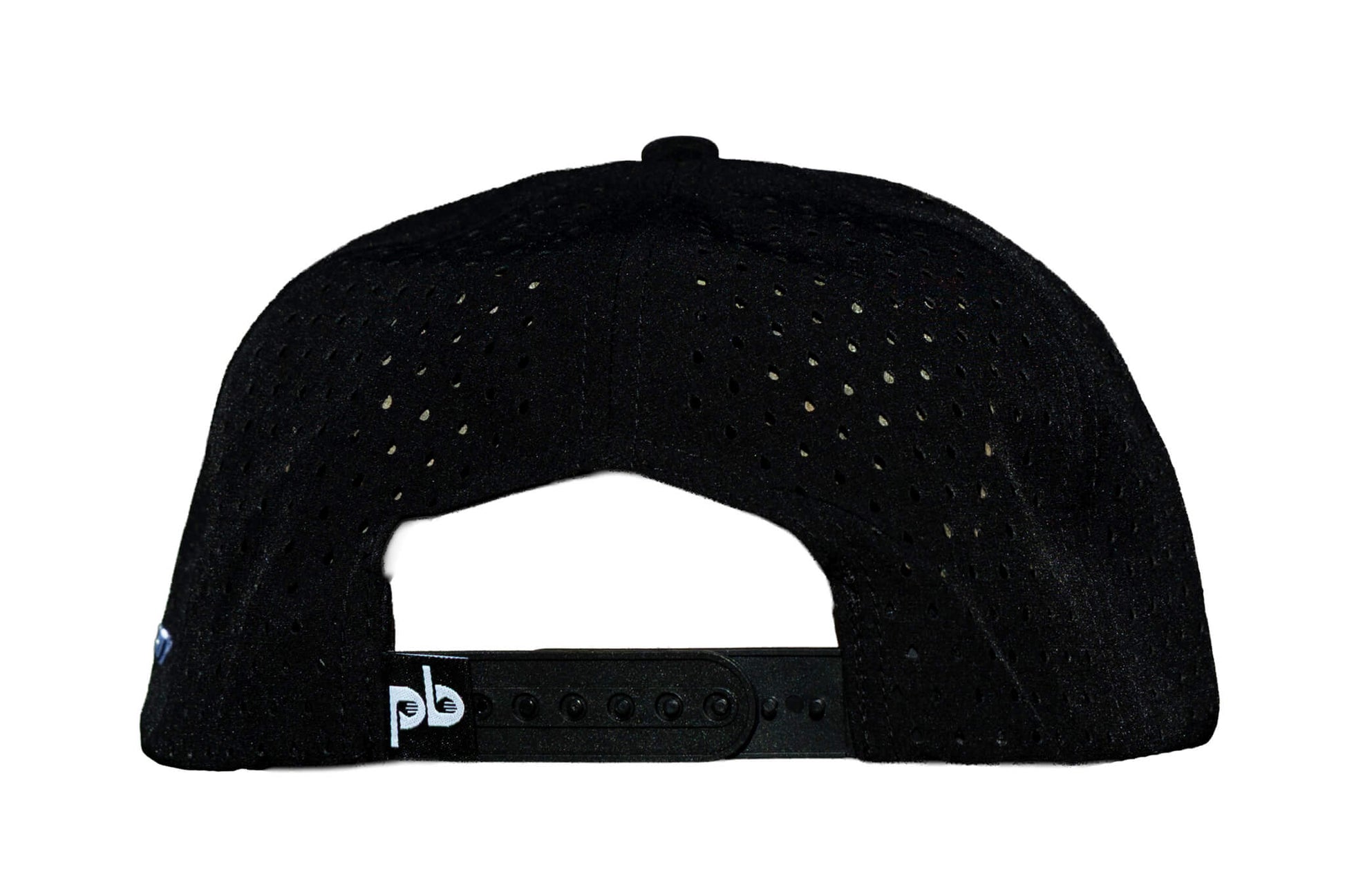 Black cap with a visible pocket brush logo on a white background