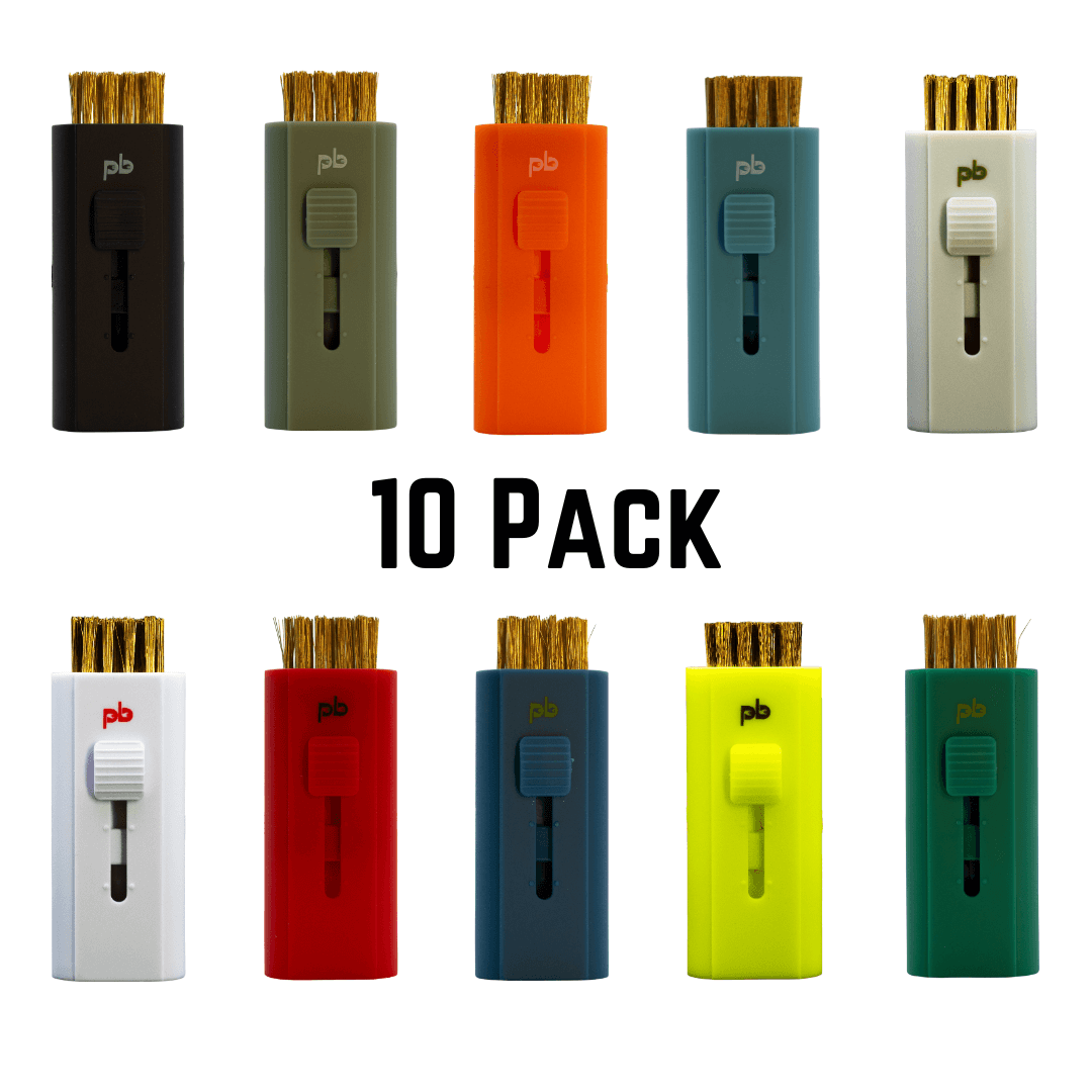 10 Pack - Pocket Brush - Portable Golf Club Groove Cleaner | Club Cleaning Tool